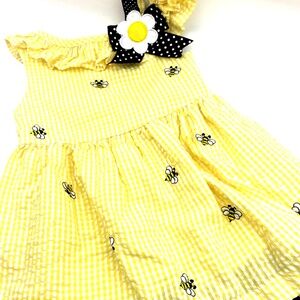 Counting Daisies Baby Dress Size 3T Toddlers Yellow Bee Buttons Children Kids